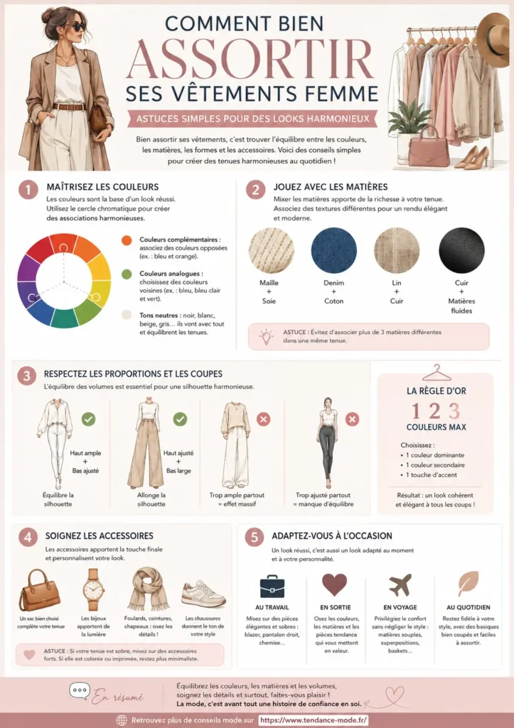 Comment bien assortir ses vêtements femme - Infographie